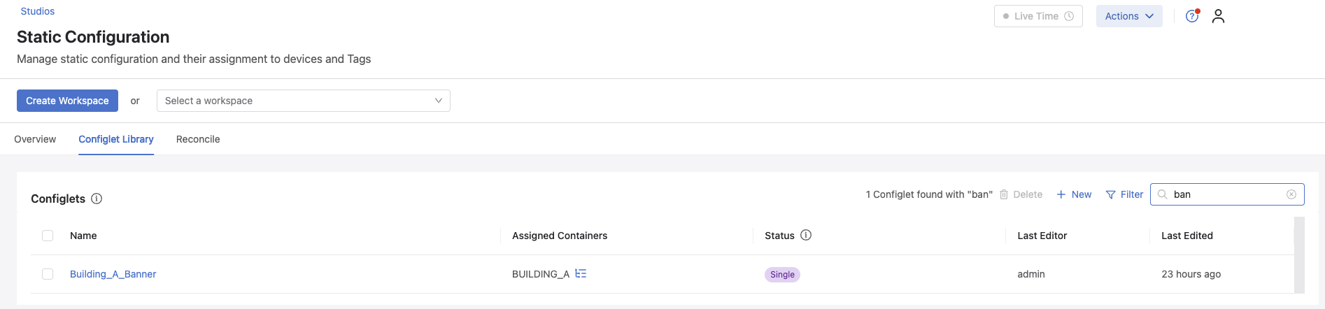 Configlet Applied Into CV Library