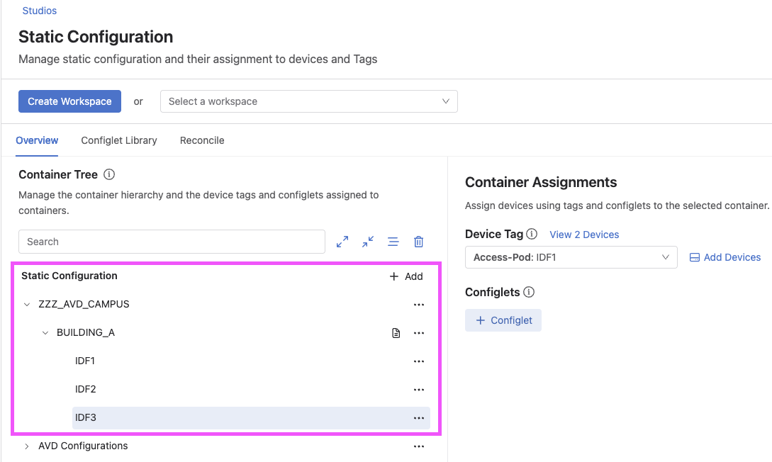 Campus Studio Container Hierarchy